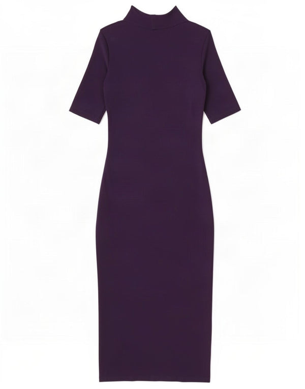 Zara Vestido ajustado de manga corta para mujer UK 10 Small Azul marino Algodón