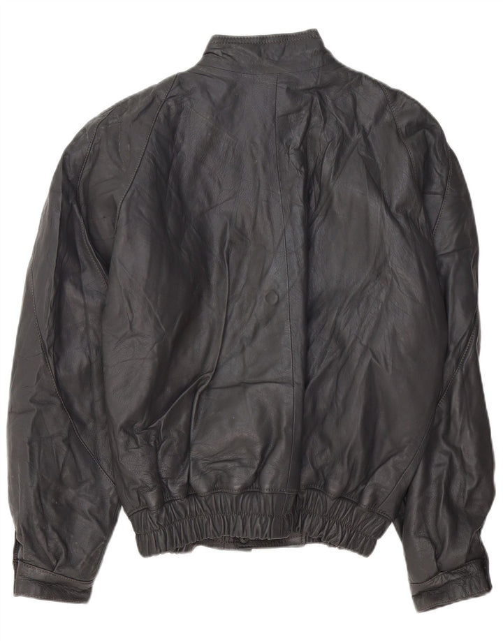 VINTAGE Chaqueta de cuero para hombre Reino Unido 40 Cuero gris grande