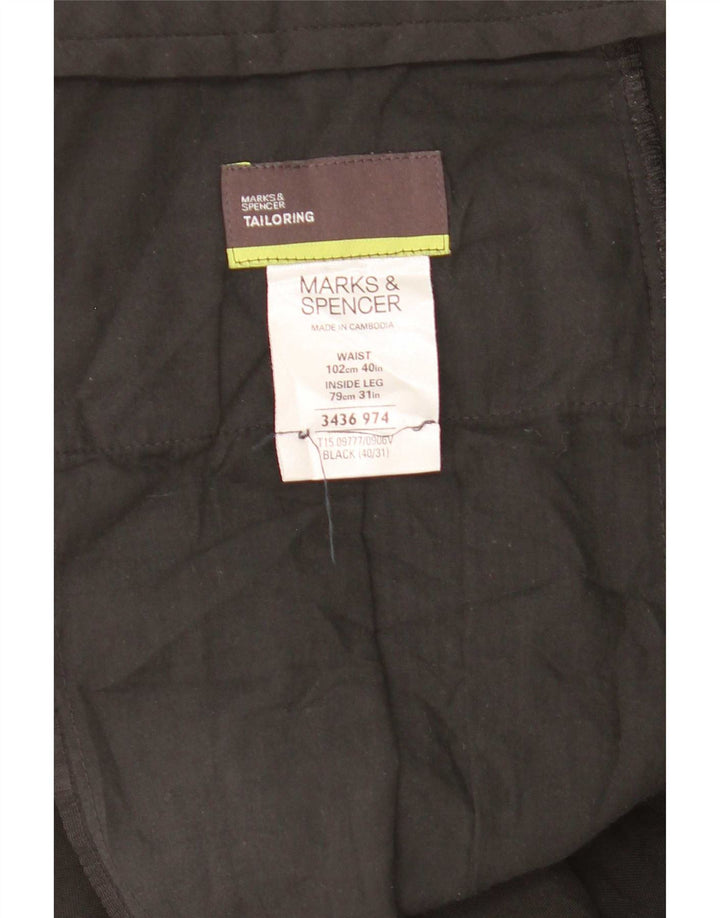 Marks & Spencer Pantalones de traje rectos a medida para hombre W40 L31 Negro