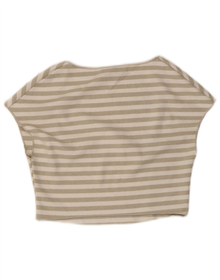 ZARA Mujer Crop Top UK 12 Mediano Blanco A Rayas