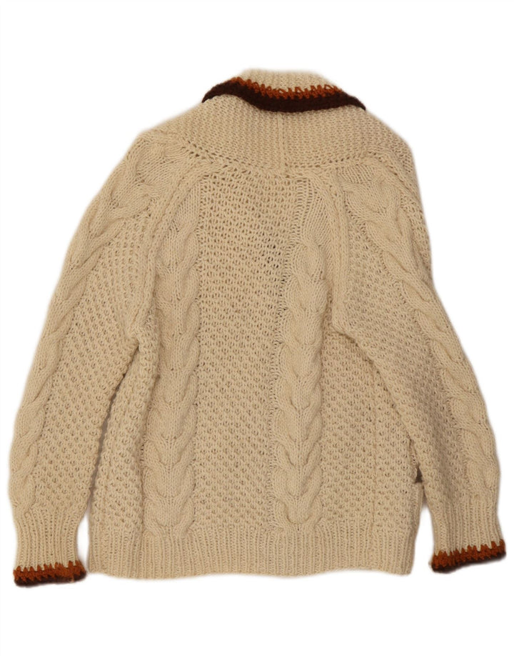 Vintage mujer Cardigan suéter Reino Unido 14 medio apagado blanco colorblock