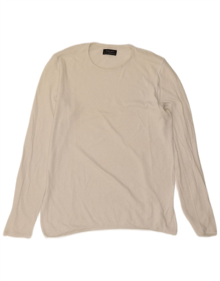 Zara Hombre Top Manga Larga Medio Blanco Algodón