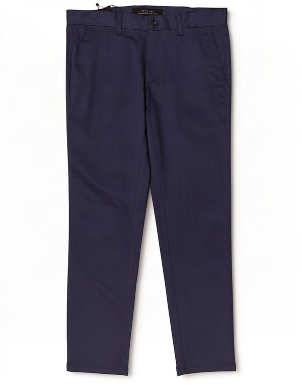 Zara Mens Slim Chino Pantalones EU 38 Small W30 L28 Azul Marino Algodón