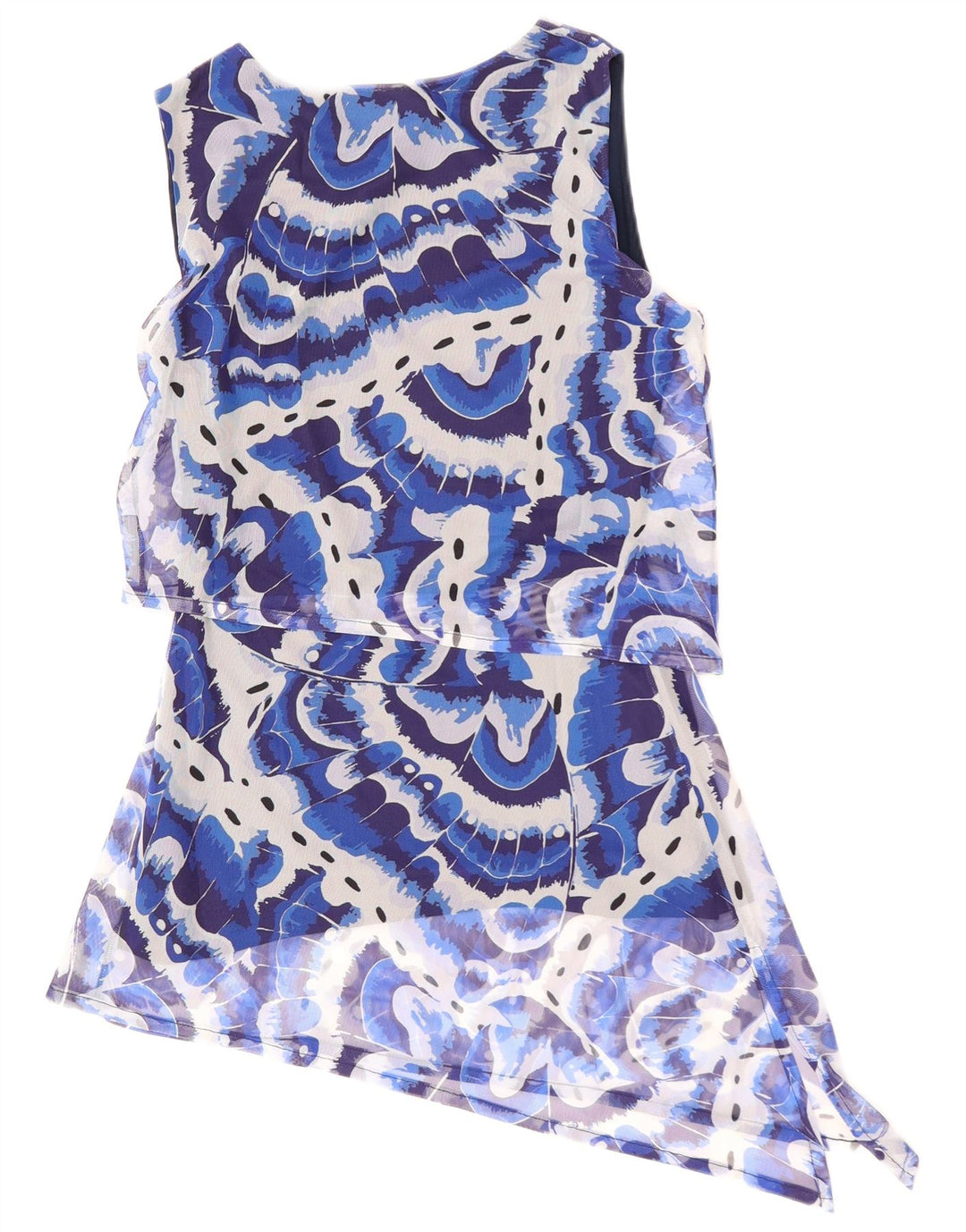 DESIGUAL Vestido asimétrico con estampado abstracto para mujer UK 10 Small Blue