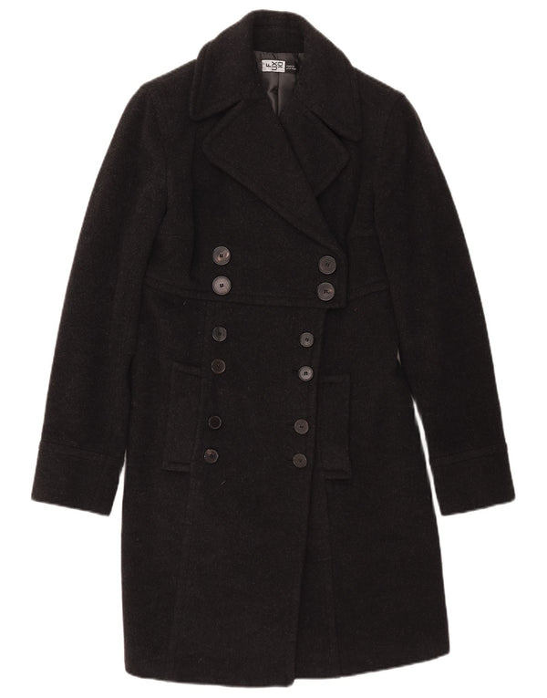 Abrigo vintage de mujer de doble botonadura IT 42 Lana gris medio
