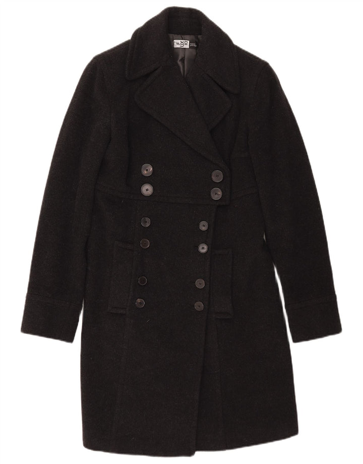 Abrigo vintage de mujer de doble botonadura IT 42 Lana gris medio