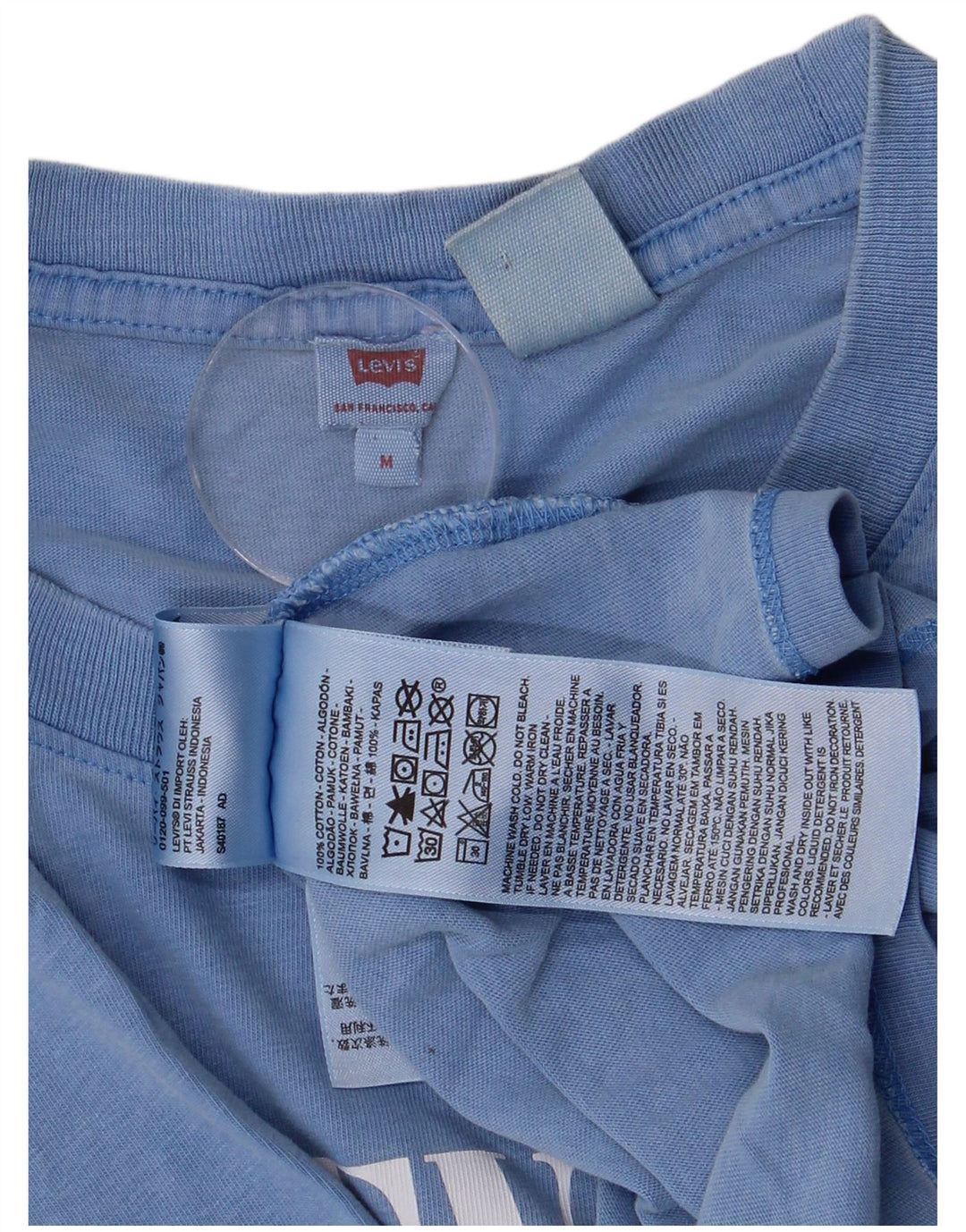 Levi's Camiseta corta gráfica para mujer UK 44 Algodón azul medio