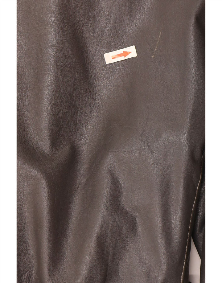 Vintage mujer chaqueta de cuero Reino Unido 16 gris grande