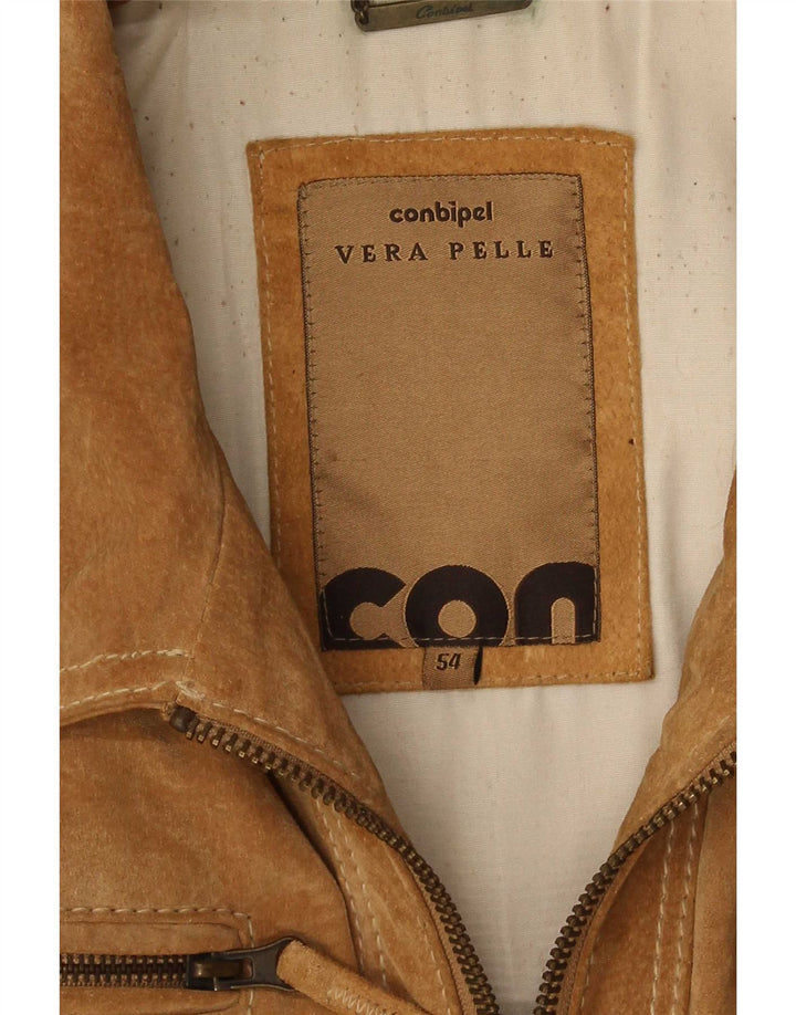 Conbipel Chaqueta bomber de ante para hombre IT 54 XL Cuero beige