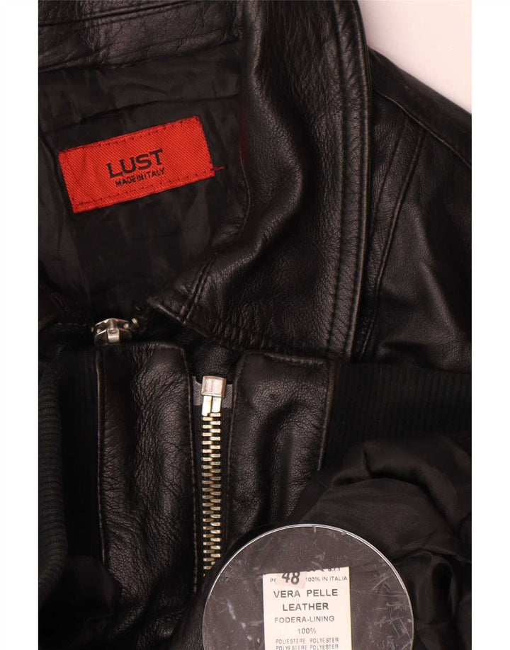 Chaqueta de cuero vintage para mujer IT 48 XL Negro