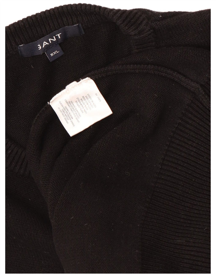 Gant Jersey de cuello redondo para hombre, talla 3XL, algodón negro