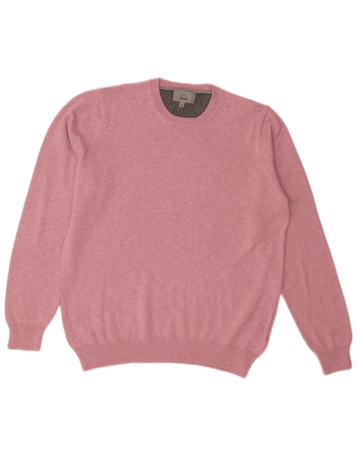 Marks & Spencer Suéter tipo jersey con cuello redondo y ajuste regular para hombre Rosa medio