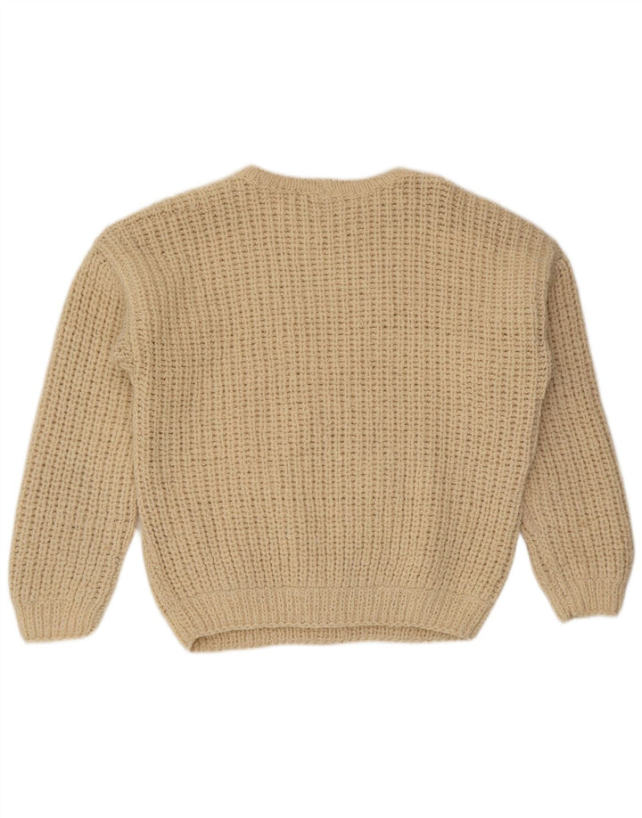 Vintage hombres cuello redondo jersey suéter XL Beige