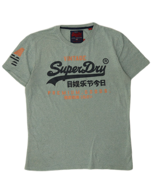 Superdry Camiseta gráfica para hombre Top XL de algodón moteado verde