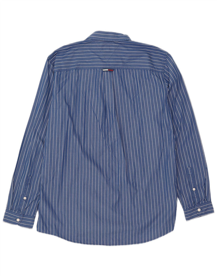 Camisa Tommy Hilfiger de corte regular para hombre de algodón a rayas azules grandes