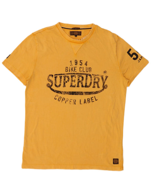 SUPERDRY Hombre Camiseta Gráfica Top XL Algodón Amarillo