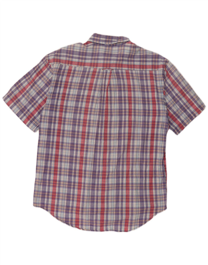 Fila Camisa de manga corta para hombre de algodón a cuadros multicolor mediano
