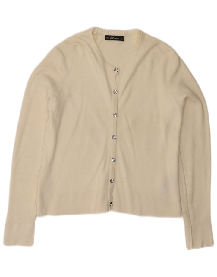 Zara - Cárdigan para mujer, talla 40, viscosa blanca mediana