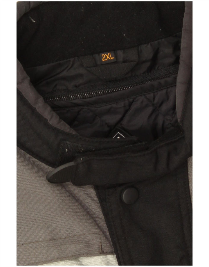 Vintage Hombres Racer Chaqueta Reino Unido 44 2XL Negro Colorblock Poliamida