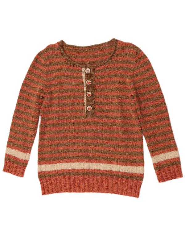 Vintage mujer botón cuello jersey suéter Reino Unido 10 pequeño rojo rayas
