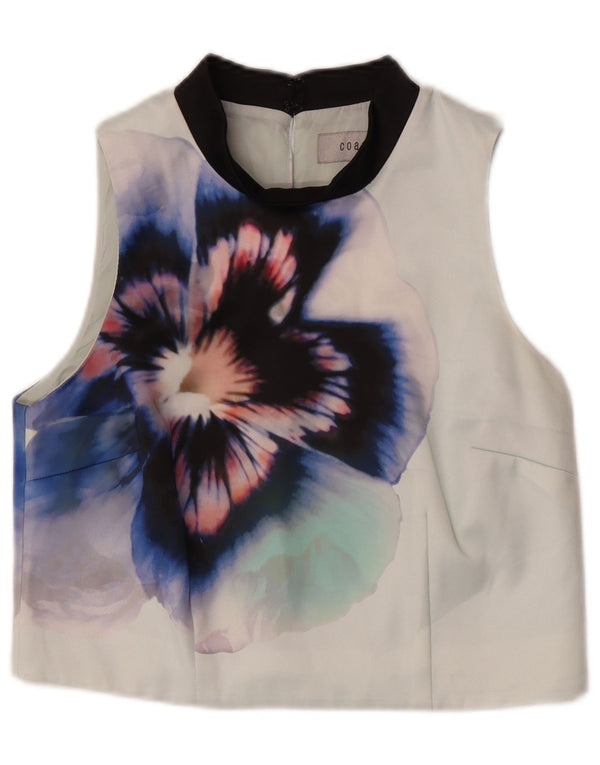 Coast Blusa sin mangas corta para mujer UK 42 Poliéster floral verde medio