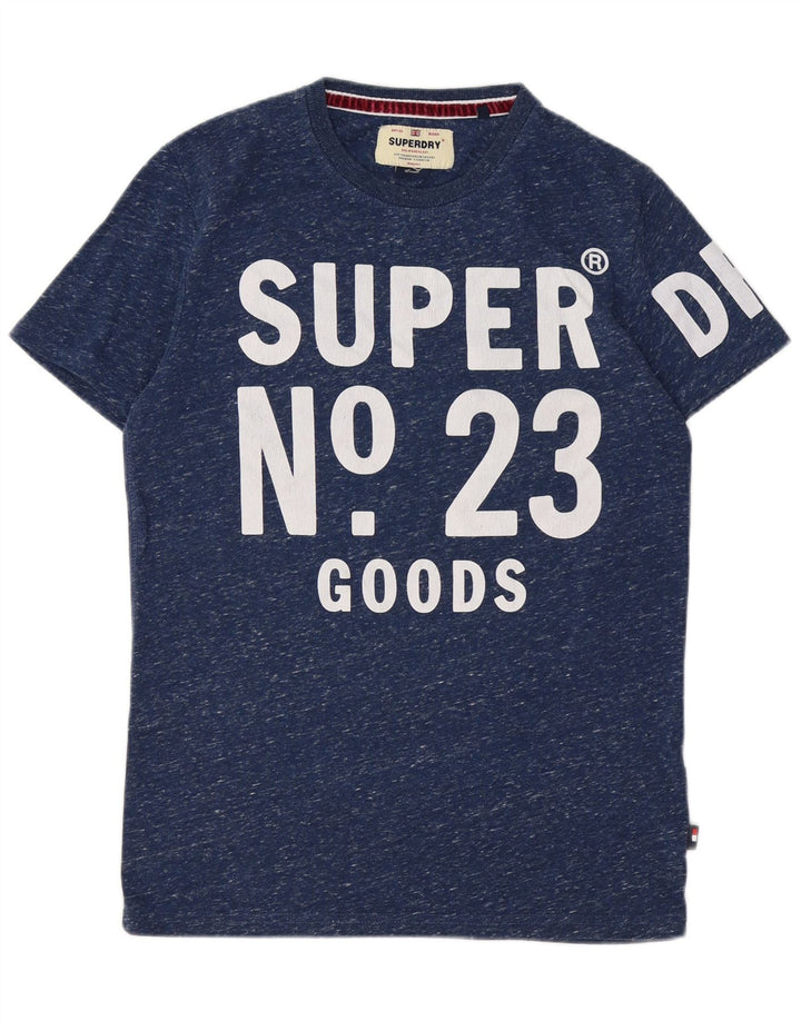 SUPERDRY Camiseta gráfica para hombre Top pequeño de algodón moteado en azul marino