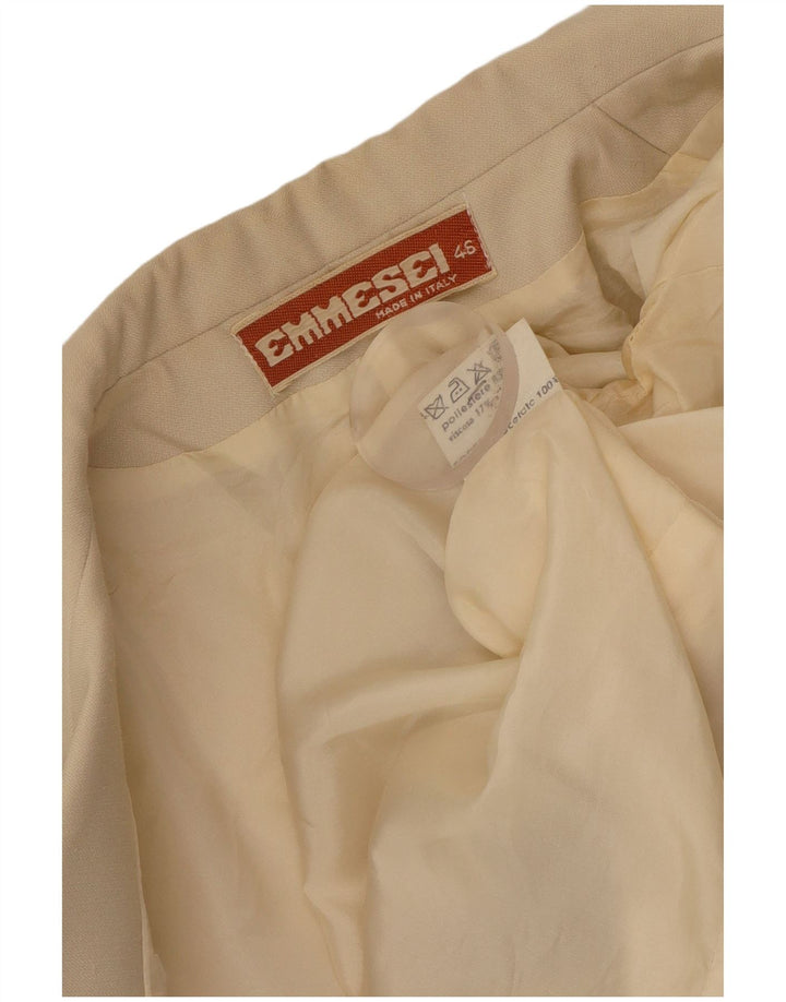 Vintage mujer chaqueta blazer de doble pecho IT 46 poliéster beige grande