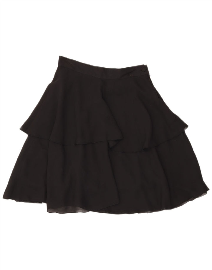 Falda escalonada vintage para mujer W28 Poliéster negro medio