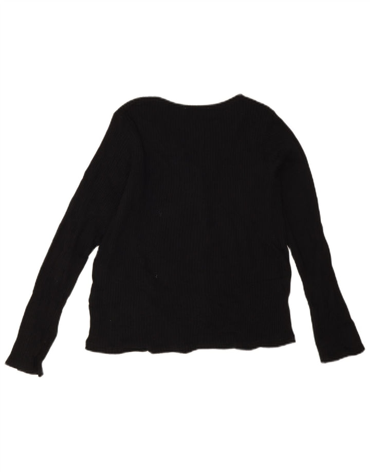 Zara Mujer Crop Top Manga Larga UK 42 Medium Negro