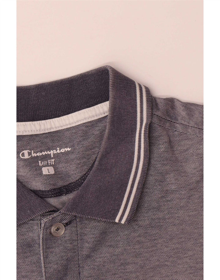Champion Polo de ajuste fácil para hombre, poliéster a rayas gris grande