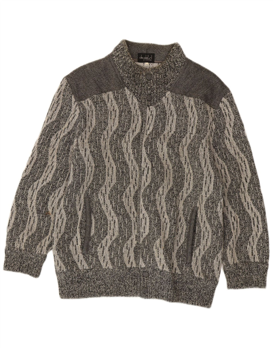 De Pletrl Suéter tipo cárdigan para hombre IT 50 Lana gris medio Chevron