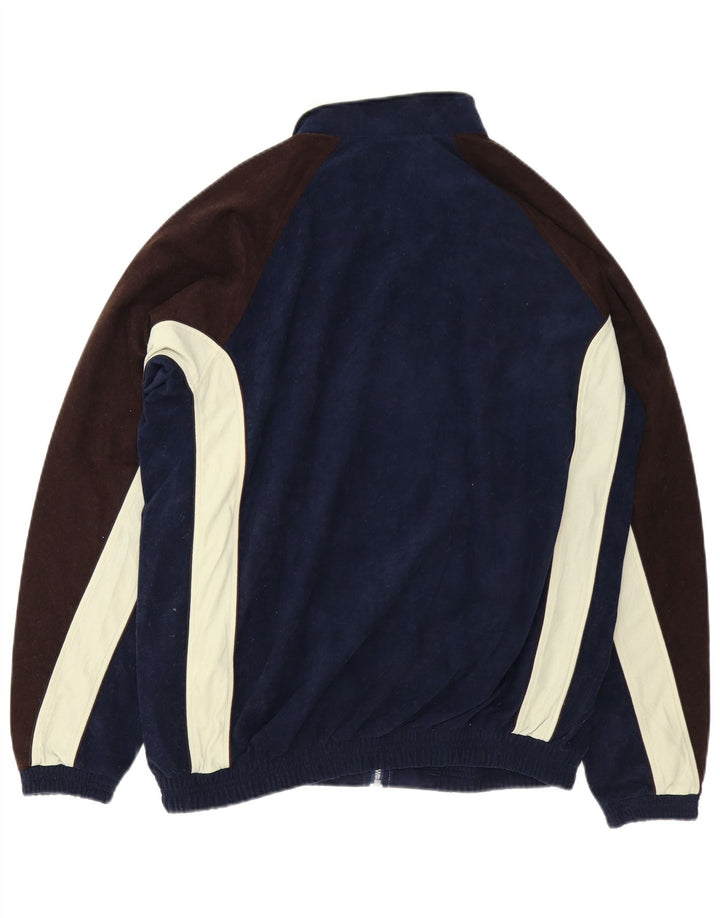 Asics Hombre Velour Chándal Top Chaqueta Grande Azul Marino Colorblock