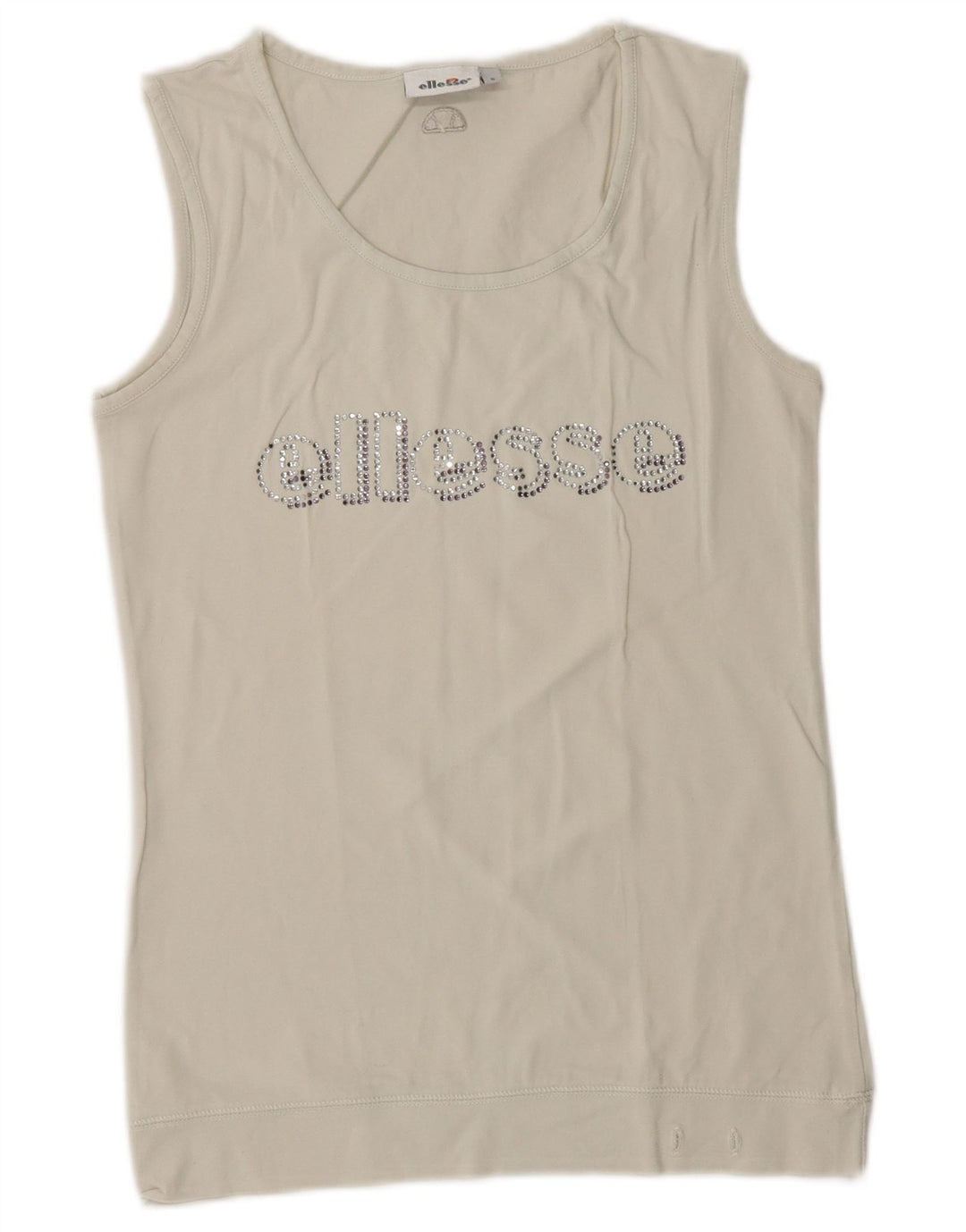 Ellesse Top sin mangas gráfico para mujer UK 10 Small White