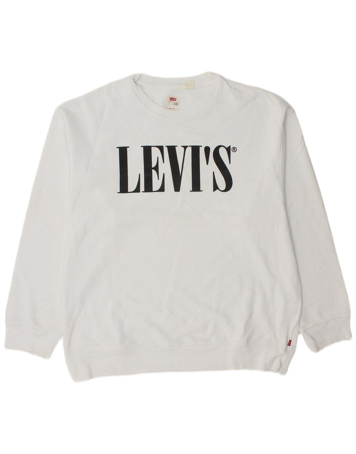 LEVI'S Mens Graphic Relaxed Fit Sweatshirt Jumper Large White Cotton