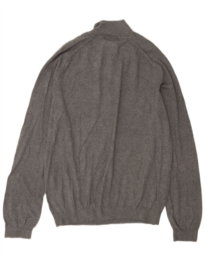 EDDIE BAUER Suéter tipo jersey con cuello y cremallera para hombre, algodón gris grande