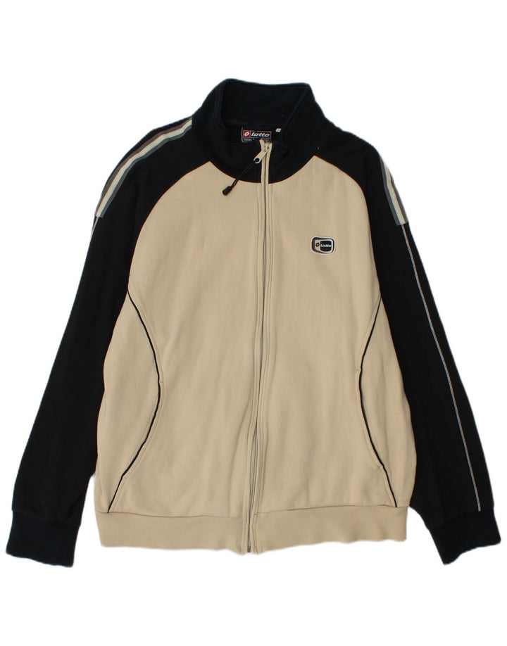 Lotto Hombre Chaqueta Top De Chándal Grande Beige Colorblock Algodón