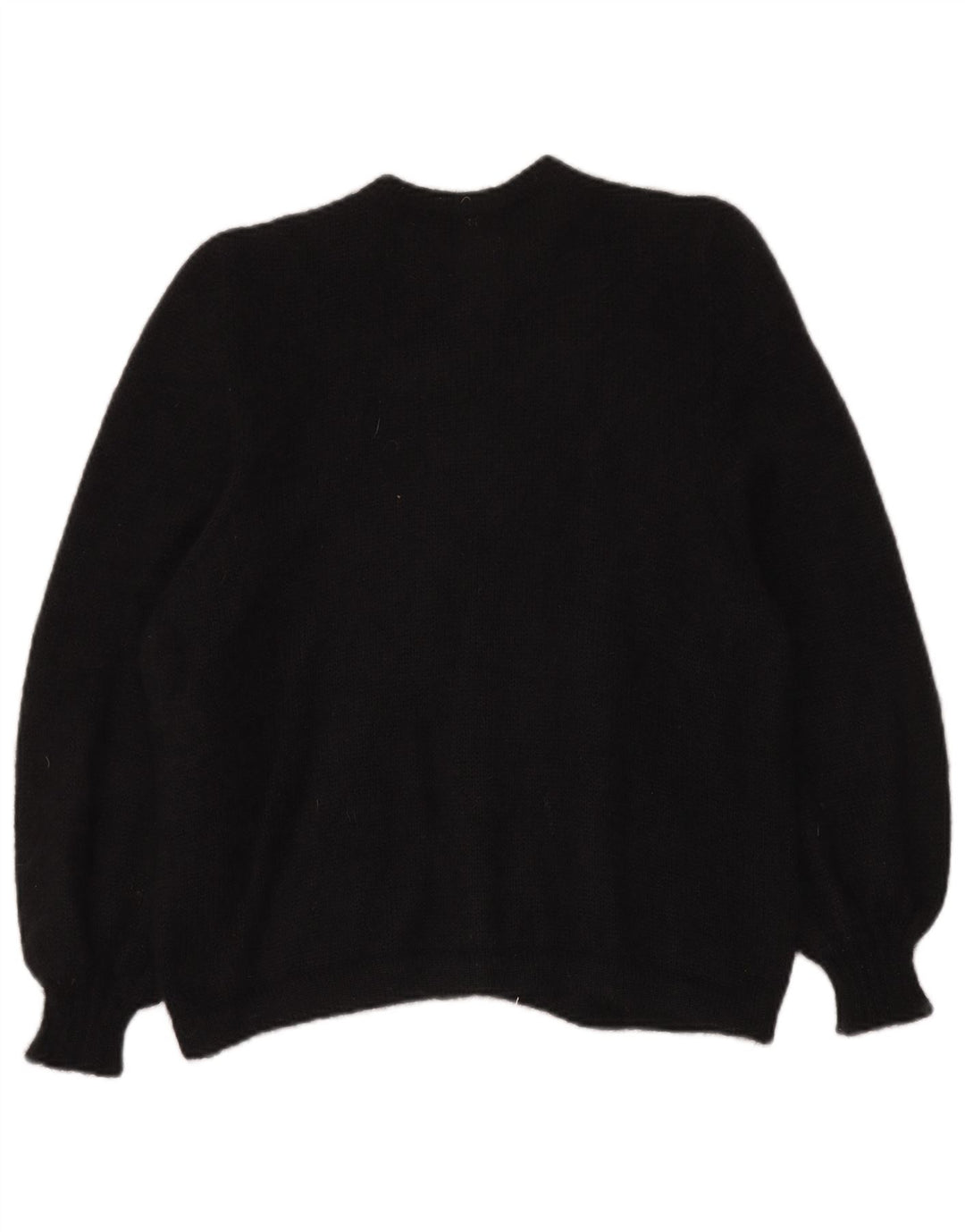 VINTAGE suéter cárdigan para mujer Reino Unido 14 Mohair negro grande