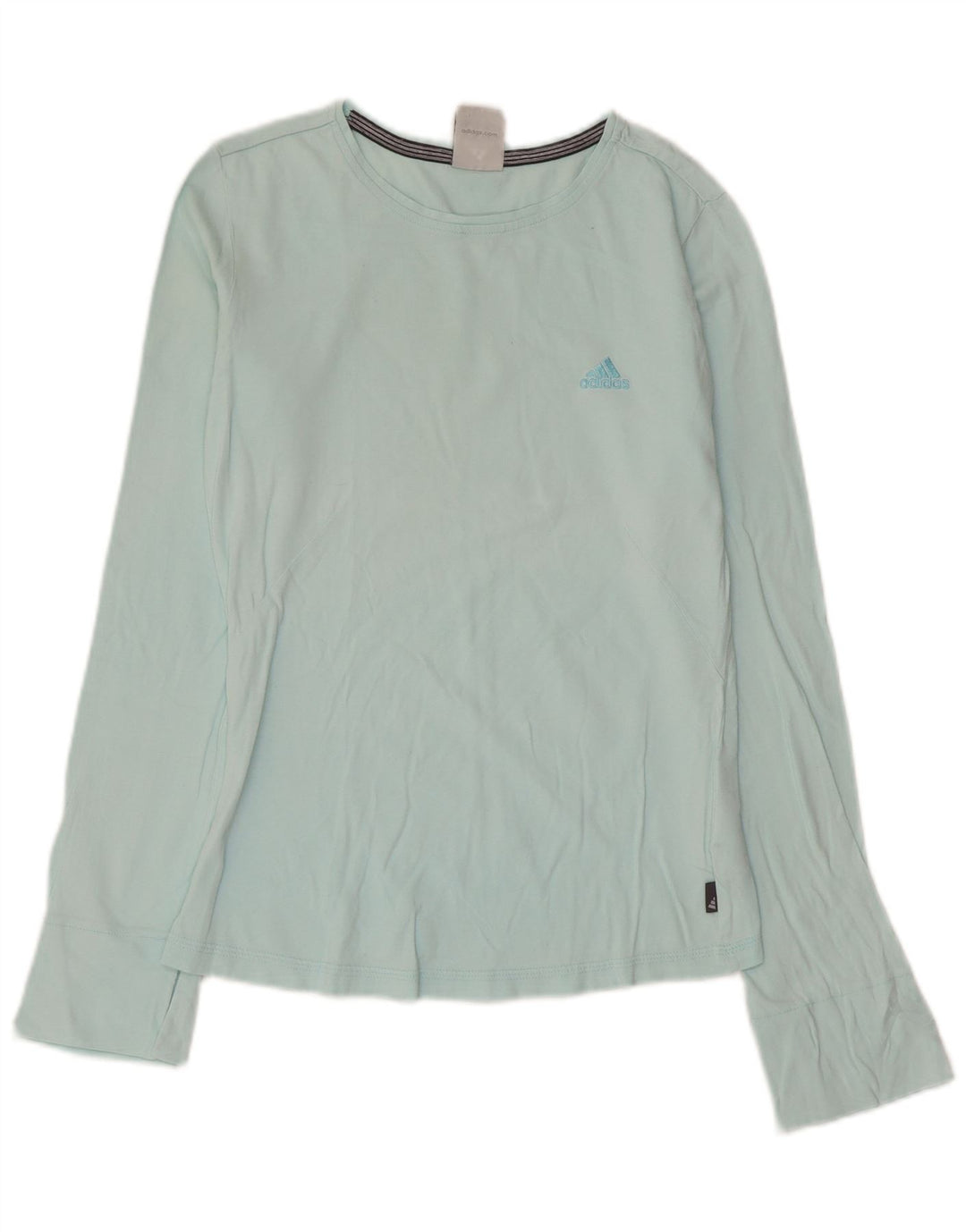 ADIDAS Mujer Top Manga Larga UK 10 Pequeño Algodón Azul