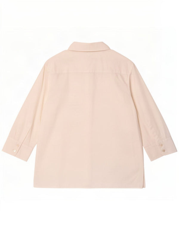 Zara Camisa Manga 3/4 Mujer UK 40 Small Blanco Algodón