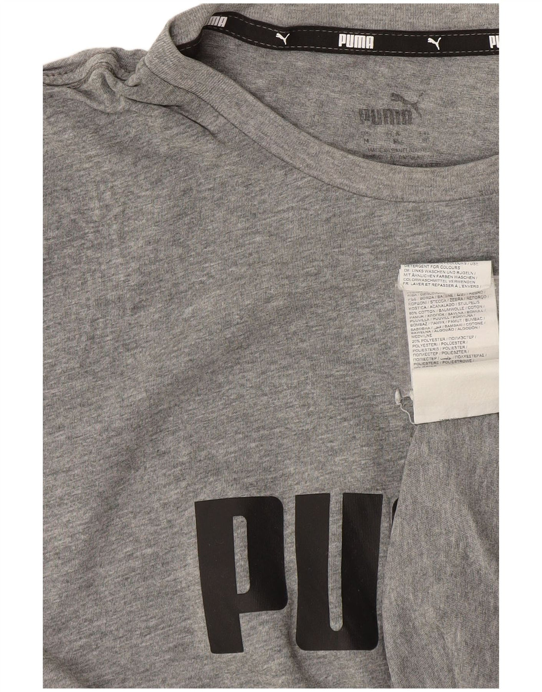 Puma Camiseta gráfica para hombre Top de algodón gris medio