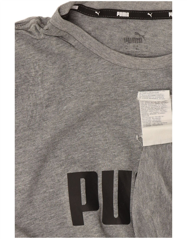 Puma Camiseta gráfica para hombre Top de algodón gris medio