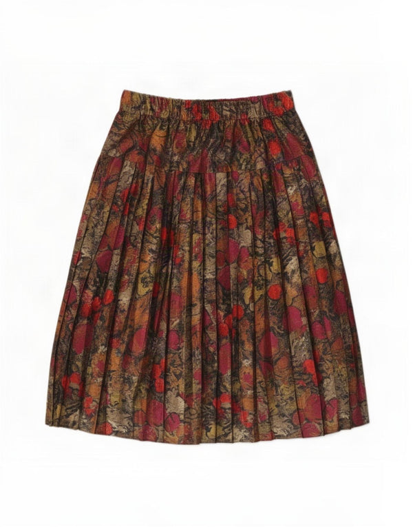 Vintage mujer cintura alta falda plisada Reino Unido 20 2XL W30 multicolor floral