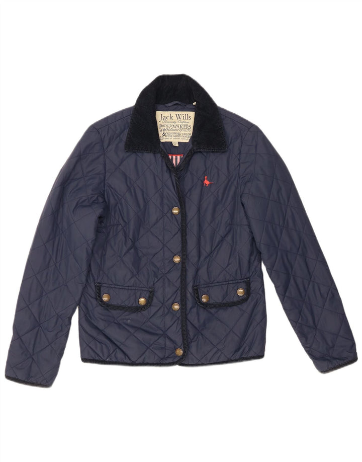 Jack Wills Chaqueta acolchada para mujer UK 8 Small Azul marino Nylon