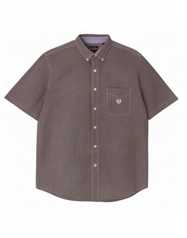 Chaps Camisa de manga corta para hombre de fácil cuidado, algodón gris grande