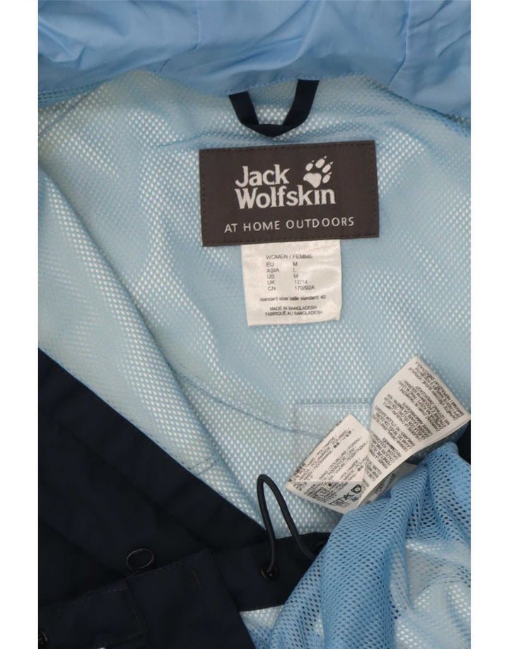 Jack Wolfskin Chaqueta impermeable con capucha para mujer UK 12/14 Medium Azul marino Poliamida