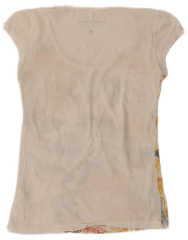 Calvin Klein Jeans Camiseta gráfica para mujer Top UK 10 Small White Floral