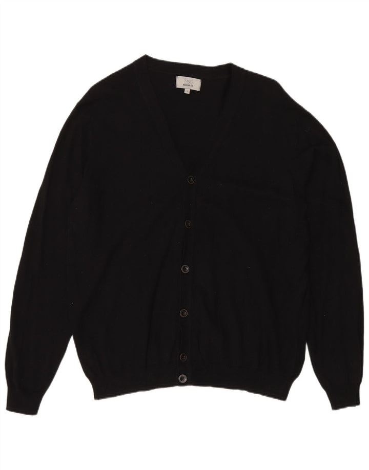 Marks & Spencer - Cárdigan de ajuste regular para hombre, talla grande, algodón negro