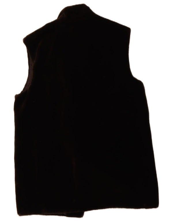 Vintage mujer oversize piel sintética chaleco EU 38 marrón medio poliacrílico