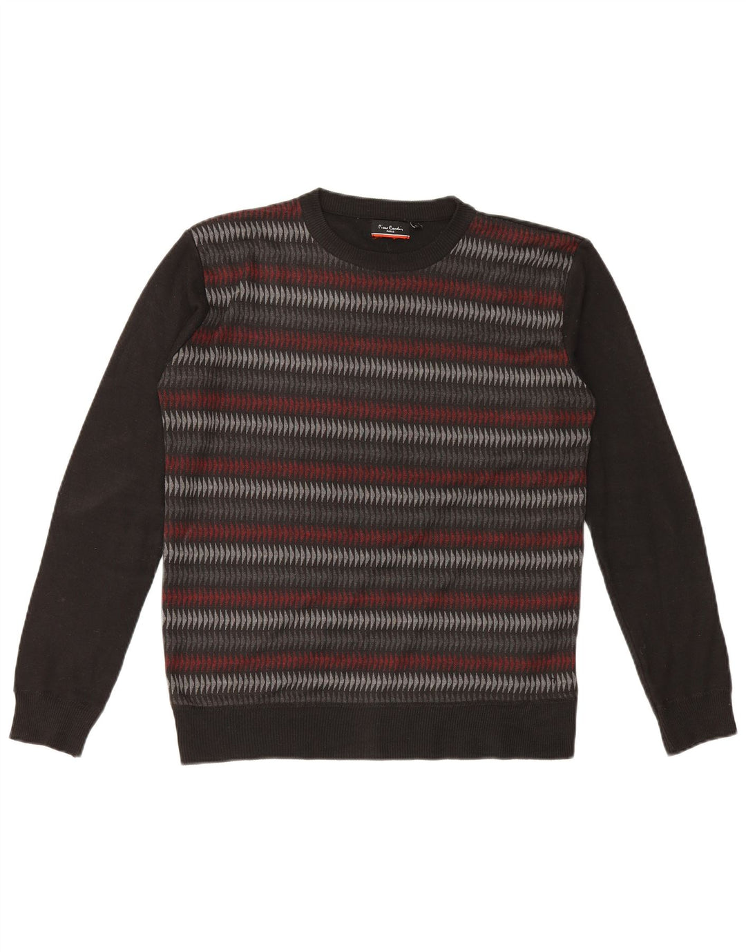 Pierre Cardin - Jersey de cuello redondo para hombre, poliéster geométrico, color negro