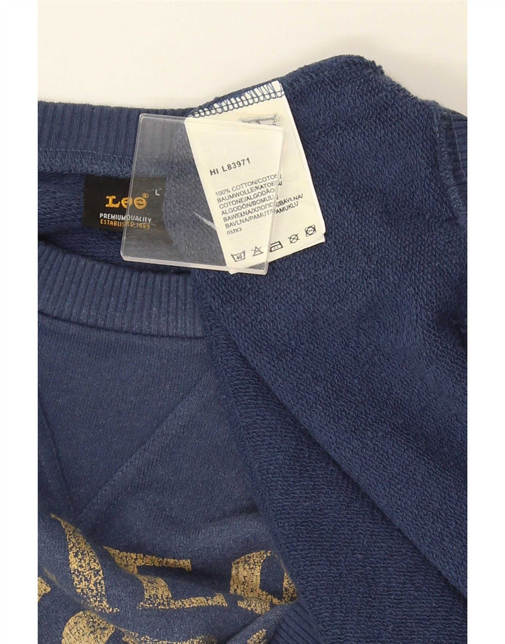 Lee Mens Graphic Sudadera Jumper Grande Azul Marino Algodón